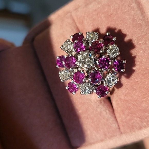 14k vintage ring with diamonds and ruby - Picture 4 of 9